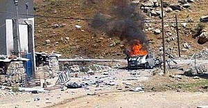 PKK yol kesip zorla bomba yerleştirdiği aracı karakolun önünde patlattı
